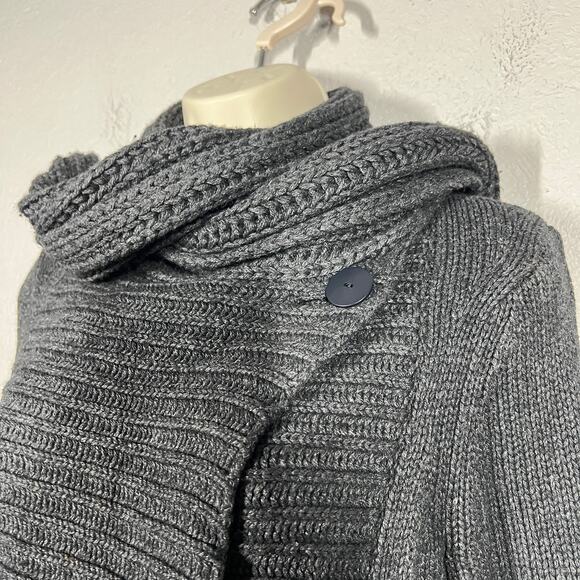 Theory Wool Blend Open Front HEavy Knit Cardigan Gray Long Sleeve Casual Knit S - Picture 3 of 8